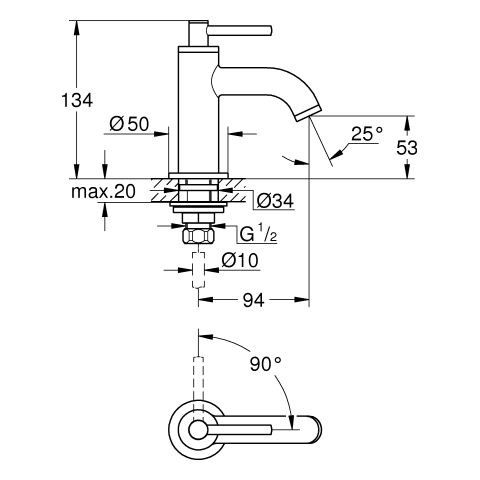 Afvoerklep Grohe Atrio XS maat Warm Sunset