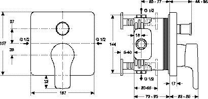 Inbouw Douchekraan Ideal Standard Attitude Kit Gemakkelijk Boxkraan bad- en douche met omset A4758