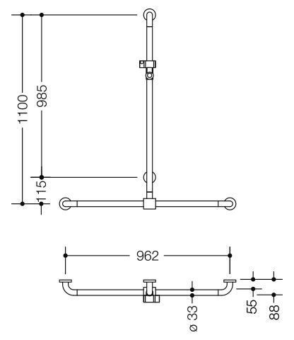 Hewi Badgreep Serie 801 met douchestang Active + Signaalwit 801.35D410 98