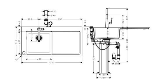 Hansgrohe Inbouw Spoelbak Spoelbakcombinaties C51-F450-12 SilicaTech Chroom