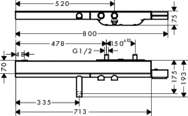 Axor Thermostaatkranen 800 mm voor Bad