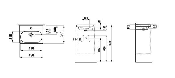 Fontein Toilet Laufen LUA 1 gat, overloop 450mm Manhattan