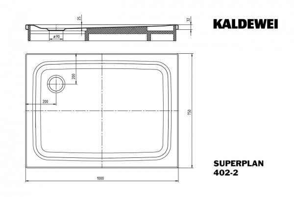 Kaldewei Douchebak Rechthoekig Mod.402-2 Superplan (430235000)