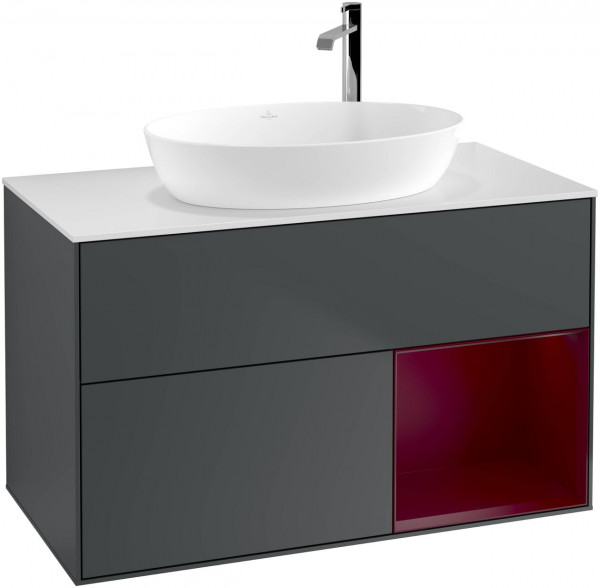 Meuble Pour Vasque à Poser Villeroy et Boch Finion Midnight Blue/Peony/Glass White F901HBHG