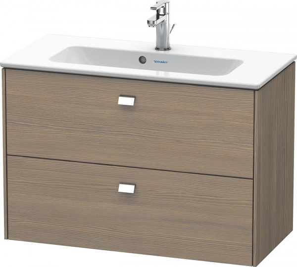 Meuble Pour Lavabo Encastrable Duravit Brioso Compact, 2 tiroirs, poignée chrome, pour Lav. ME 820mm Chêne Terra Mat BR411101035