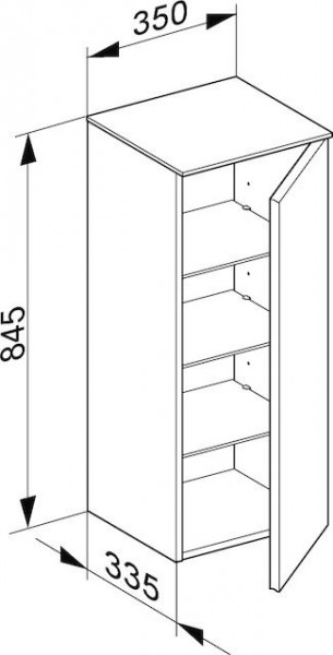 Wandmeubel Keuco Royal Reflex met 1 deur en rechtse scharnieren 350x835x335mm Antraciet