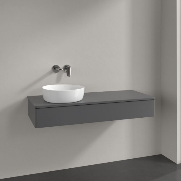 Meuble Pour Vasque à Poser Villeroy et Boch Antao à gauche 1 tiroir 1200x190x500mm Anthracite Matt Laquered