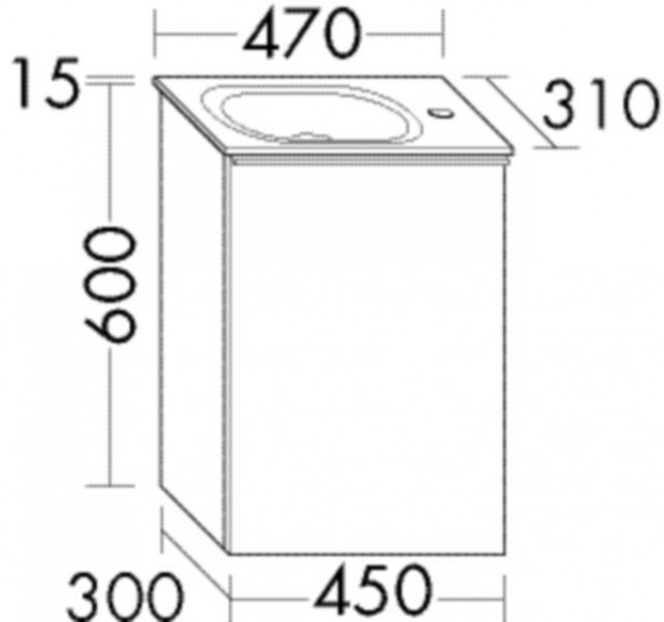 Set Meuble Salle De Bain Burgbad Fiumo 1 porte, Lave-mains 470x615mm Personnalisable SGGU047-PN491