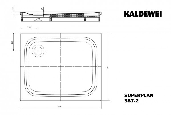 Kaldewei Douchebak Rechthoekig Mod.387-2 Superplan (447735000)