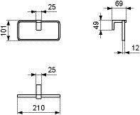 Ideal Standard Handdoekring CONCA vierkant 210x69x101mm Magnetisch Grijs