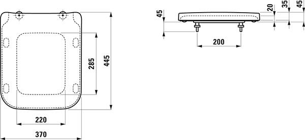 Laufen Pro S closetzitting 36.7x44.3x3.5cm met deksel met dempingsmechanisme duroplast wit H8919610000001