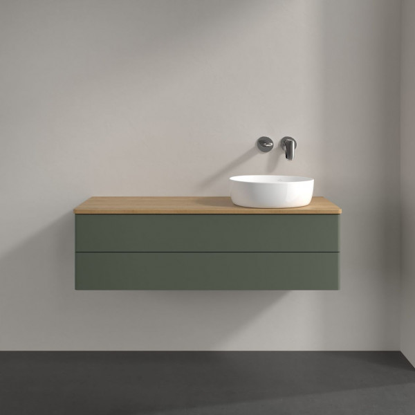 Wastafelmeubel Voor Opzet Waskom Villeroy en Boch Antao 1200x360x500mm Leaf Green Matt Lacquer/Ho...