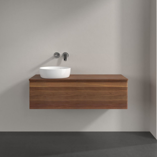 Wastafelmeubel Voor Opzet Waskom Villeroy en Boch Antao 1200x360x500mm Warm Walnut