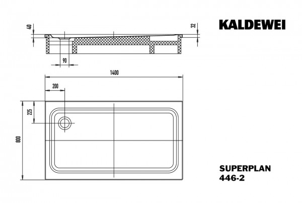 Kaldewei Douchebak Rechthoekig Mod.446-2 Superplan XXL (435335000)