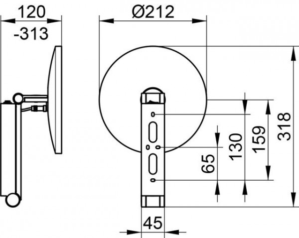 Scheerspiegel Met Licht Keuco Ilook_move wandmodel, rond/verlicht met tuimelschakelaar Aluminium