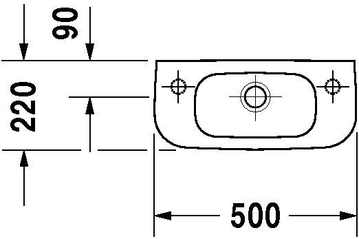 Duravit D-Code Hand Wastafel, 500mm (706500)