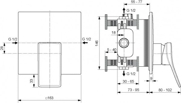 Inbouw Douchekraan Ideal Standard CONCA Silver Storm