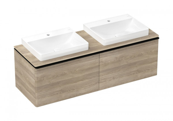 Wastafelmeubel Voor Opzet Waskom Hansgrohe Xelu Q 2 laden 1560x550x485mm Natuurlijk Eiken/Zwart Mat