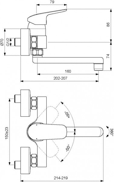 Ideal Standard Ceraflex keukenmengkraan eengreeps muurmodel uitloop 160 mm chroom