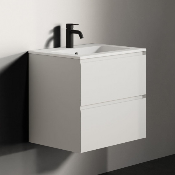 Ensemble Meuble Riho Spring Dew Lavabo 1 trou, 2 tiroirs, 600mm Laqué blanc satiné