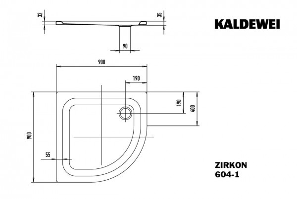 Kaldewei Kwartronde Douchebak Mod.604-1 Zirkon (456900010)