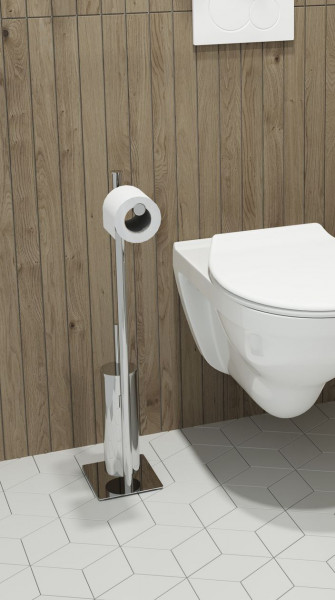Ensemble Accessoires WC Allibert COPERBLINK Brosse de toilette et porte-papier 140x700x160mm Chromé Brillant