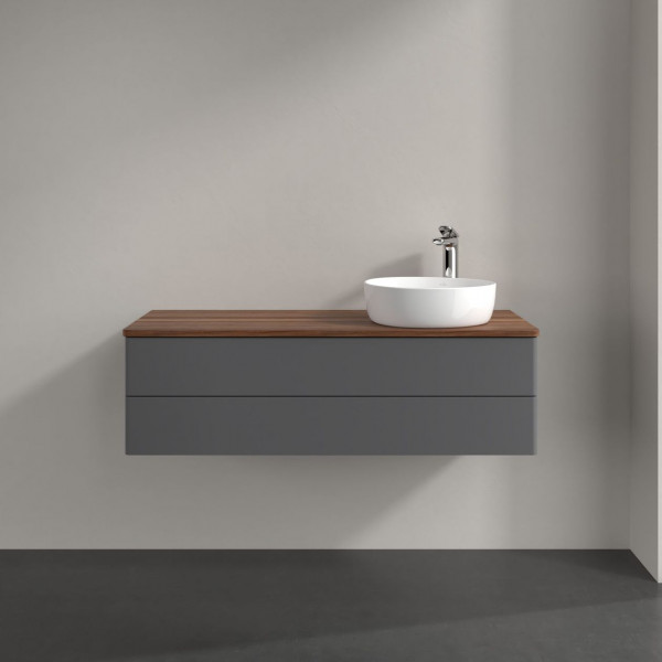 Wastafelmeubel Voor Opzet Waskom Villeroy en Boch Antao 1200x360x500mm Anthracite Matt Laquered/W...