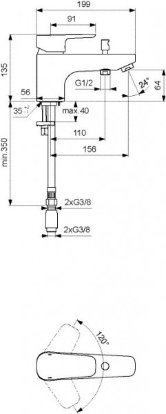 Badrandkraan Ideal Standard CERAPLAN III met omkeerventiel Chroom