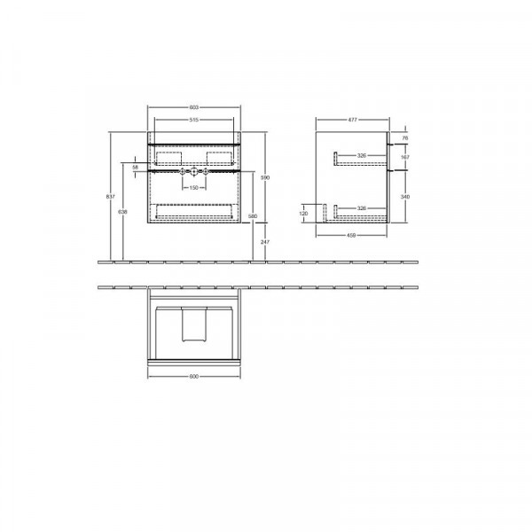 Villeroy en Boch Wastafelmeubels Venticello 603 x 590 x 502 mm