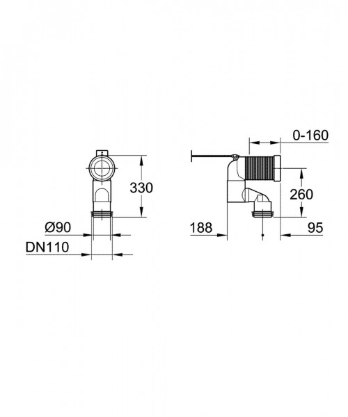 Grohe WC-uitlaatbocht 200-250mm verticaal Chroom 39551000