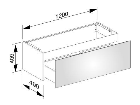 Wastafel Onderkast Keuco X-Line 1 lade, 1200x400x490mm Antraciet