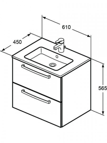 Ideal Standard Badkamermeubel Set EUROVIT+ Wastafel 1 Gat en Meubilair 565x610mm Glanzend Wit