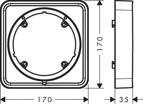 Rozet Hansgrohe ShowerSelect Comfort Q ø22mm 170x170x35 mm Zwart Mat