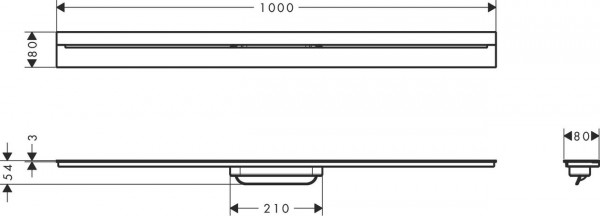 Douchegoot Axor Drain Wandmontage 1000mm Gepolijst Nikkel