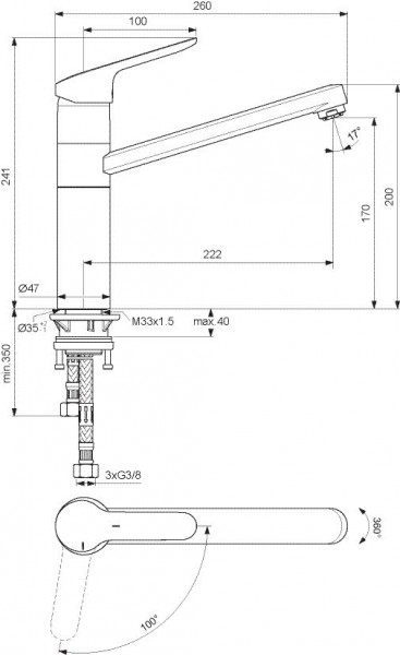 Ideal Standard Keukenkraan met hoge uitloop CeraFlex Chroom (BC135)