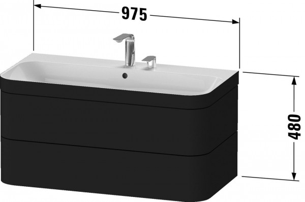 Badkamermeubel Set Duravit Happy D.2 Plus Binneninrichting Walnoot 975mm Lijnzaad