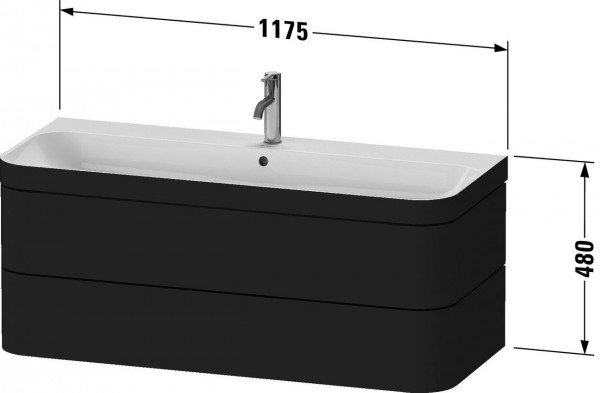 Badkamermeubel Set Duravit Happy D.2 Plus Binneninrichting Walnoot 1175mm Satijnsteen Grijs