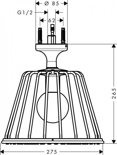 AXOR Nendo LampShower 27.5cm met douchearm 26.5cm plafondbevestiging chroom 26032000