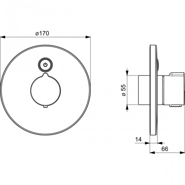 Thermostatische Douchemengkraan Hansa ELECTRA Rond, Bluetooth, inbouw Chroom