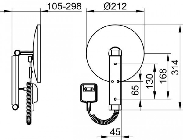 Scheerspiegel Met Licht Keuco Ilook_move wandmodel, rond/verlicht, met trekkoordschakelaar Rvs