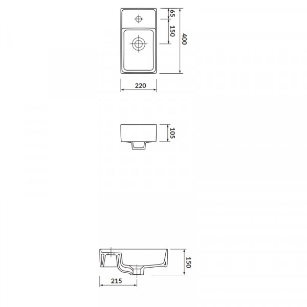 Fontein Toilet Cersanit CREA 400x150mm Wit