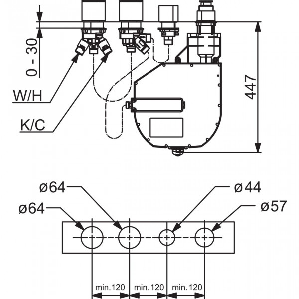 Hansa Compact basisgarnituur voor 4-gats badrandcombinatie 53040300