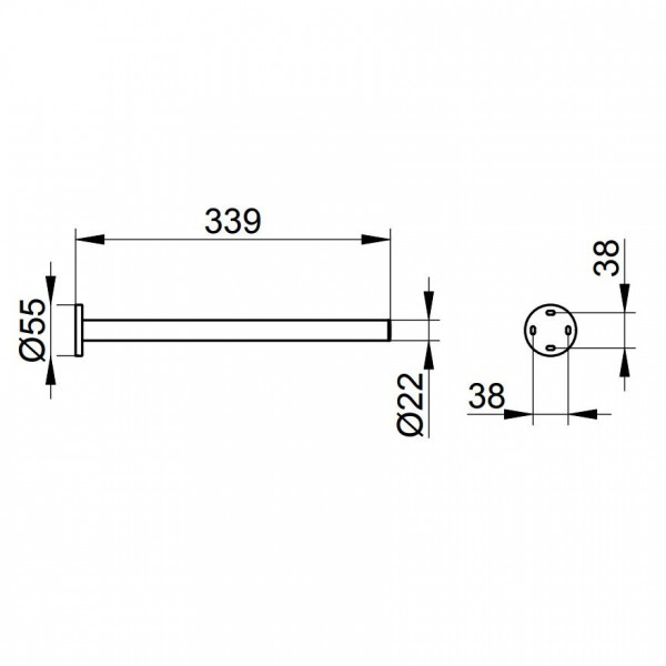 Keuco Handdoekenrek Plan ø22x340mm