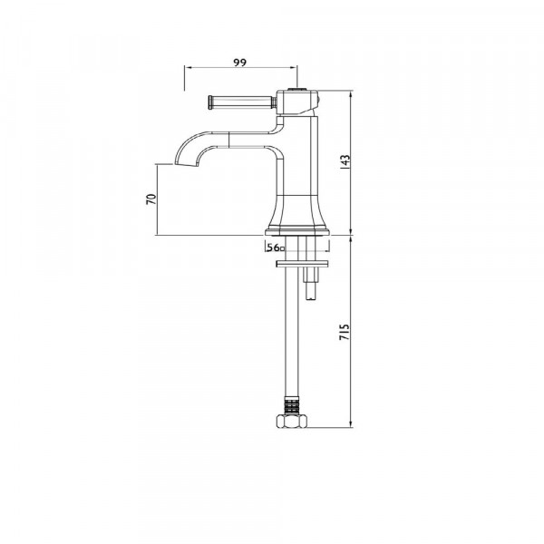 1 Gats Wastafelkraan Heritage Bathrooms Somersby 1 kraangat 145x95x150mm Chroom