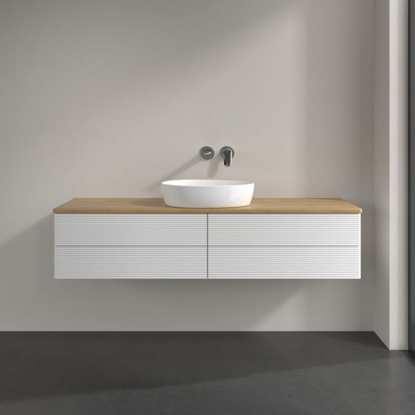 Wastafelmeubel Voor Opzet Waskom Villeroy en Boch Antao 1600x360x500mm Glossy White Lacquer/Honey...