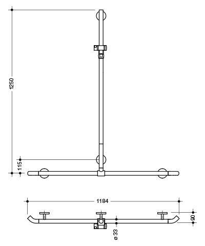 Hewi Badgreep System 800 K met douchestang 950.35.46091