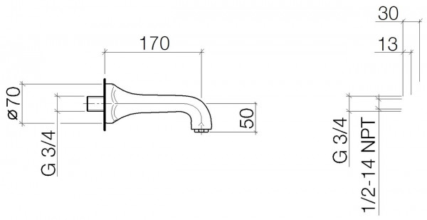 Villeroy en Boch Madison Baduitloop voor wandmontage (1380138)