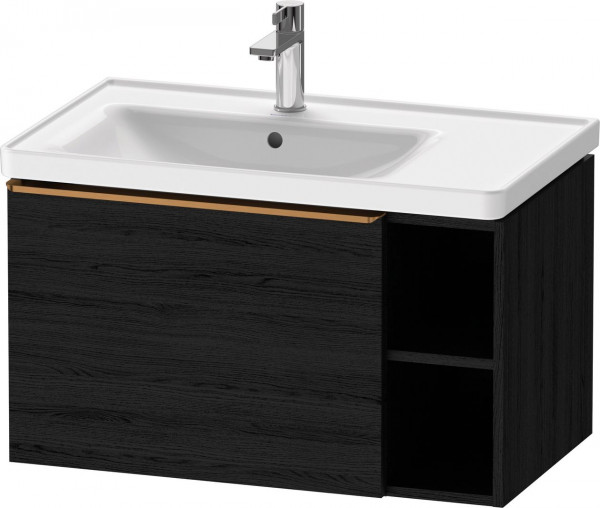 Meuble Pour Lavabo Encastrable Duravit D-Neo tiroir poignée bronze, 2 niches droite 784mm Chêne Noir Mat DE4258004160000