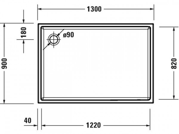 Duravit Douchebak Rechthoekig Starck 1300 x 900 x 55 mm Wit