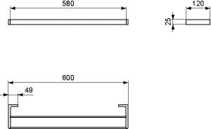 Ideal Standard Handdoekenrek Hangend CONCA vierkant 600x120x25mm Roestvrij Staal